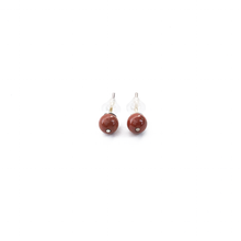 Cargar imagen en el visor de la galería, Arete Broquel Jasper Rojo 6mm, plata 950
