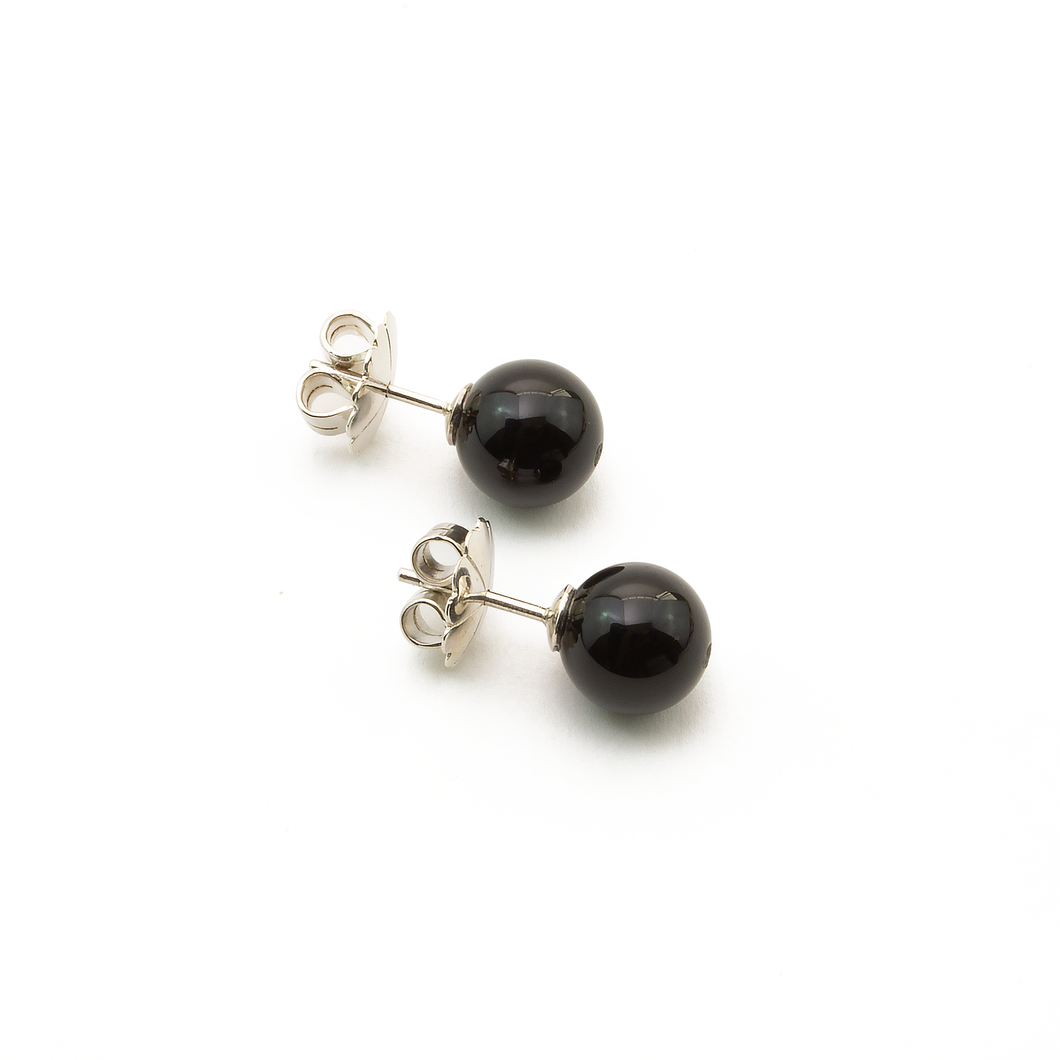 Arete Broquel Ónix plata 950