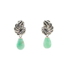 Arete Rehilete Gota Lisa Crisoprasa Verde plata 950