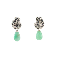 Arete Rehilete Plano Gota Lisa Crisoprasa Verde plata 950