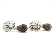Arete Rehilete curvo Gota Smoke Facetada plata 950