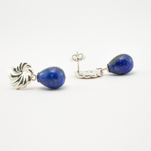Arete Rehilete Plano Gota Lisa Lapislázuli plata 950