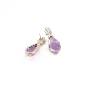Arete Penacho Cabujon Amatista, plata 950
