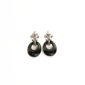 Arete Flor de Lis Aventurina Verde, plata 950