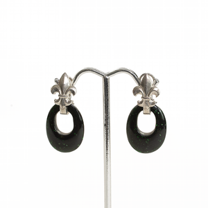 Arete Flor de Lis Aventurina Verde, plata 950