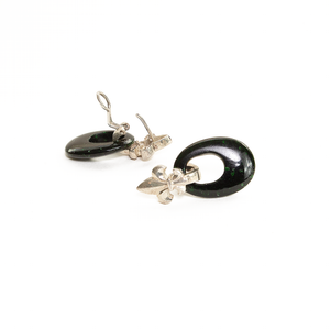 Arete Flor de Lis Aventurina Verde, plata 950