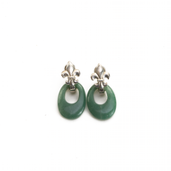 Arete Flor de Lis Cuarzo Verde, plata 950
