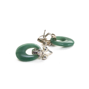 Arete Flor de Lis Cuarzo Verde, plata 950