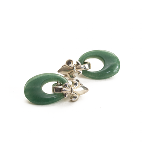 Arete Flor de Lis Cuarzo Verde, plata 950