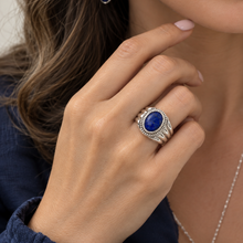 Cargar imagen en el visor de la galería, Anillo Intaglìo2 Lapislázuli Cabujòn plata 950

