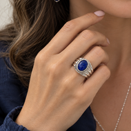 Anillo Intaglìo2 Lapislázuli Cabujòn plata 950