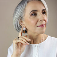 Arete Rehilete Curvo Gota Lisa Miel plata 950