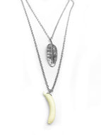 Cadena Doble Plátano Hueso y Hoja  plata 950