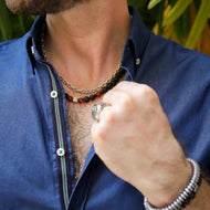Collar Ónix Volcánica plata 950