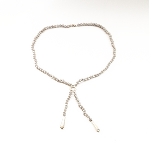 Collar Corbatero Perla gris plata950
