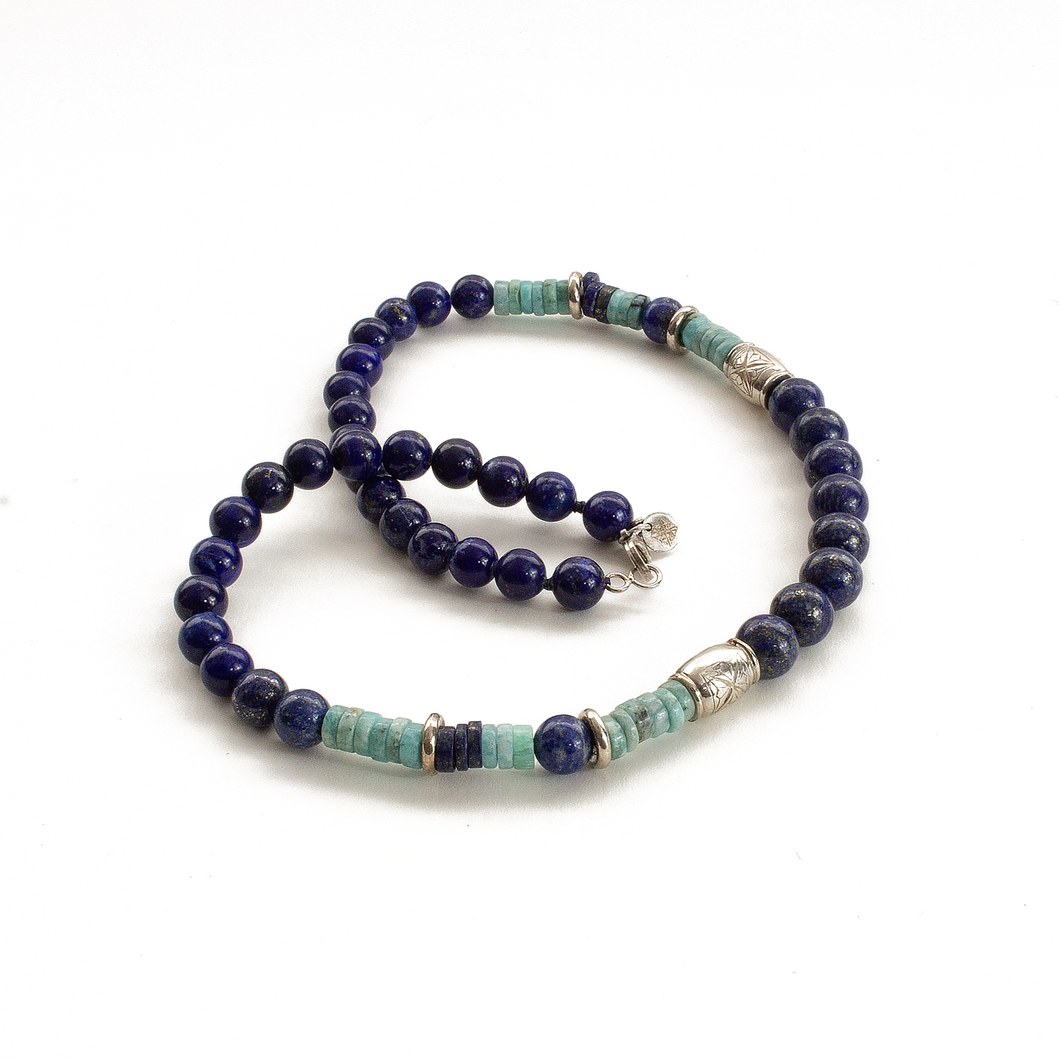 Collar Logo Lapislázuli Amazonita plata 950