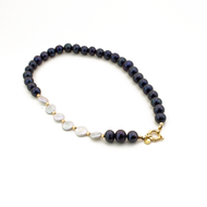 Collar Perla Morada y Perla Gris plana plata 950