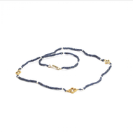Collar Trébol Zafiro Azul, Oro 14 k