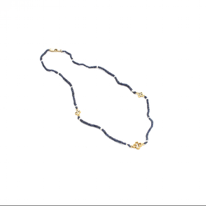 Collar Zafiro Azul y Trébol, Oro 14 k
