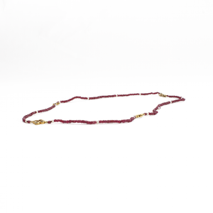 Collar Rubí Rojo y Trébol, Oro 14k