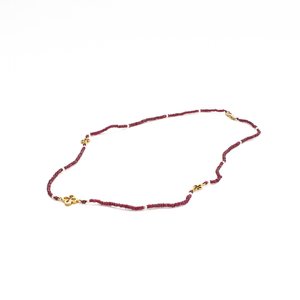Collar Rubí Rojo y Trébol, Oro 14k