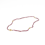 Collar Trébol Rubí Rojo, Oro 14k