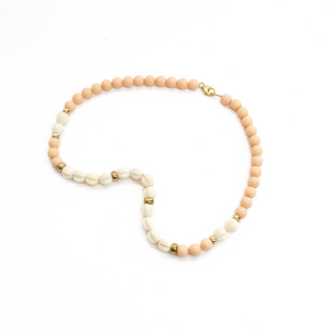 Collar Coral  Rosa y Hueso, plata 950