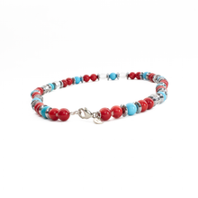 Cargar imagen en el visor de la galería, Collar Turquesa Coral Hematita, plata 950
