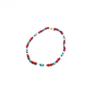 Collar Turquesa Coral Hematita, plata 950