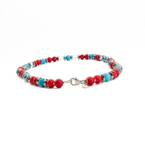 Collar Turquesa Coral Hematita, plata 950