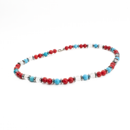 Collar Turquesa Coral Hematita, plata 950