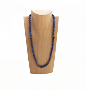 Collar Lapislázuli con Ojo de Tigre, plata 950