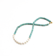 Collar Amazonita y Perlas Blancas
