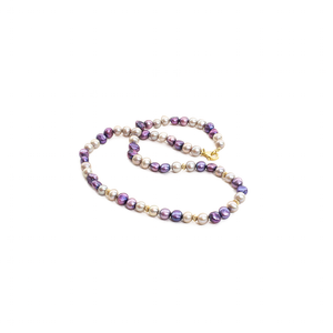 Collar Perla Gris y Morada, plata 950