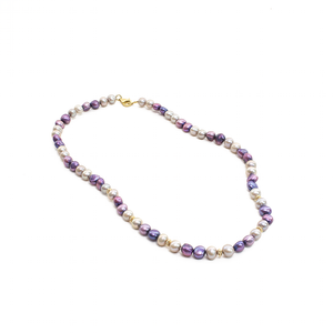 Collar Perla Gris y Morada, plata 950