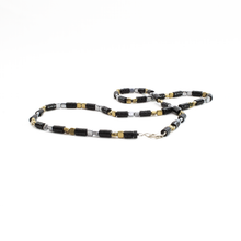Cargar imagen en el visor de la galería, Collar Hematita Cuadrada y Ónix, plata 950
