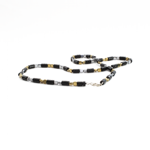 Collar Hematita Cuadrada y Ónix, plata 950