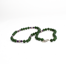 Cargar imagen en el visor de la galería, Collar Jade,Amatista y Zafiros rosas, plata 950
