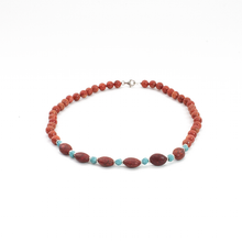 Cargar imagen en el visor de la galería, Collar Coral Esponja 7 Turquesas, plata 950
