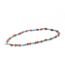 Cargar imagen en el visor de la galería, Collar Coral Esponja, Turquesa, cubo plata 950
