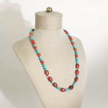 Cargar imagen en el visor de la galería, Collar Coral Esponja, Turquesa, cubo plata 950
