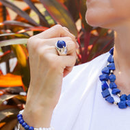 Anillo Flor de Lis Lapislázuli plata 950