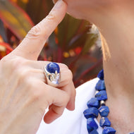 Anillo Flor de Lis Lapislázuli plata 950