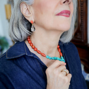Collar Coral Esponja Turquesa plata 950