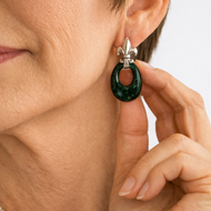 Arete Flor de Lis Aventurina Verde, plata 950