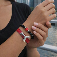 Pulsera Cola de Ballena Cinturon Rojo  plata950