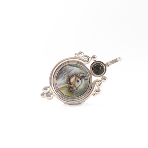 Dije Caballo Pintado Cabujon Jade plata 950