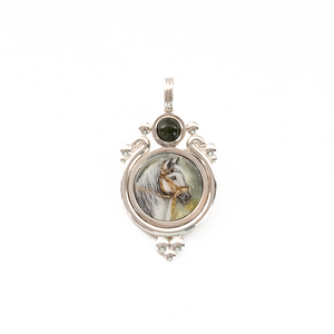 Dije Caballo Pintado Cabujon Jade plata 950