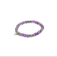 Cargar imagen en el visor de la galería, Pulsera Amatista Facetado con Hematita, plata 950
