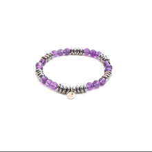 Cargar imagen en el visor de la galería, Pulsera Amatista Facetado con Hematita, plata 950
